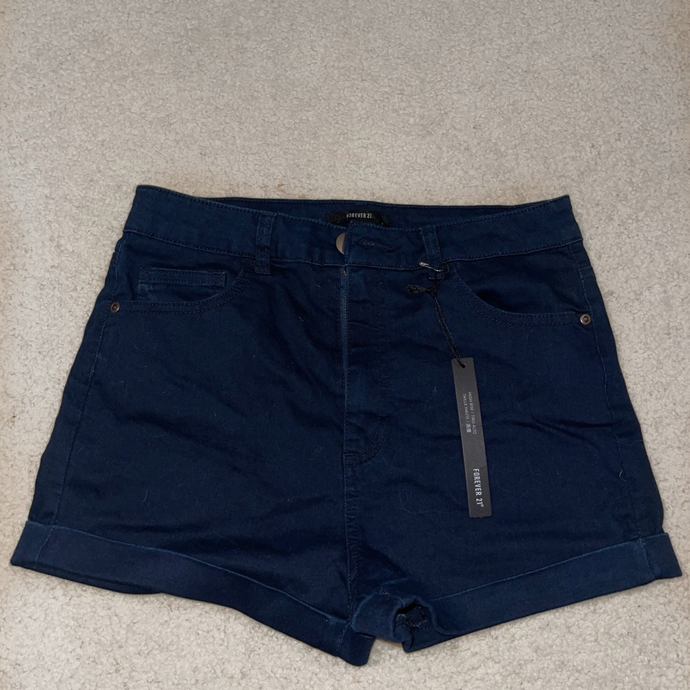 Forever 21 Dark Wash High Rise Denim Shorts New With Tags Never Used NWT